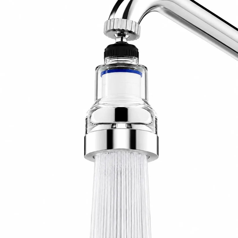 360° Rotating Faucet Filter Aerator – Splash-Free Water Saver with Multi-Layer Filtration & 6 Replacement Filters
