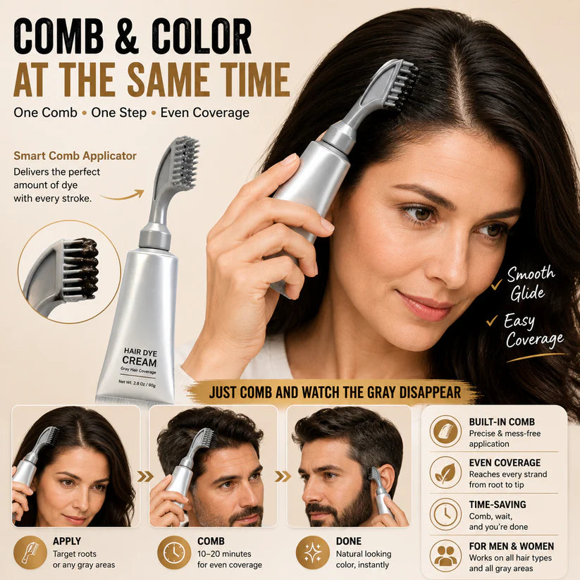 🔥 Instant Gray Coverage Hair Dye Comb for Men & Women