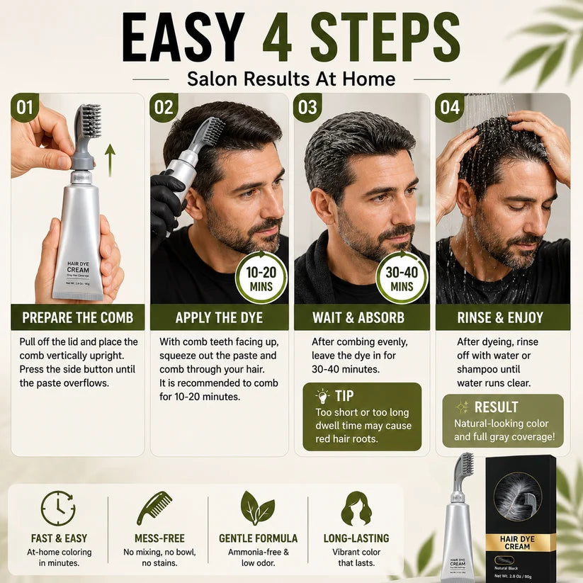 🔥 Instant Gray Coverage Hair Dye Comb for Men & Women