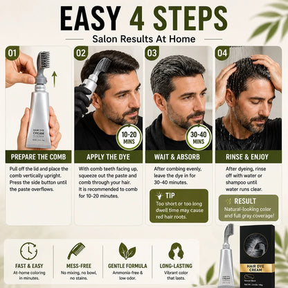 🔥 Instant Gray Coverage Hair Dye Comb for Men & Women