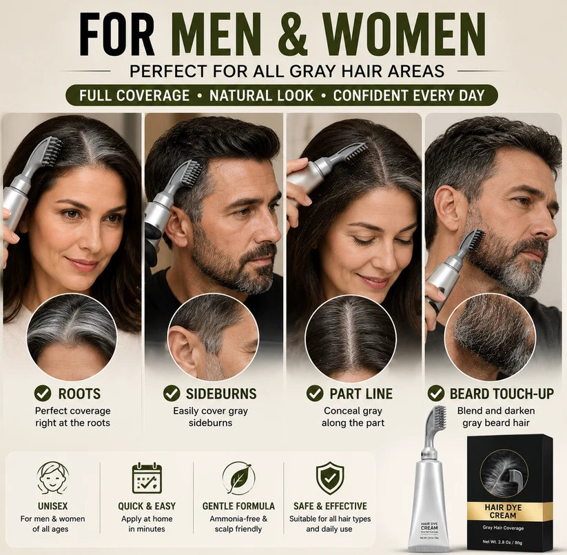🔥 Instant Gray Coverage Hair Dye Comb for Men & Women