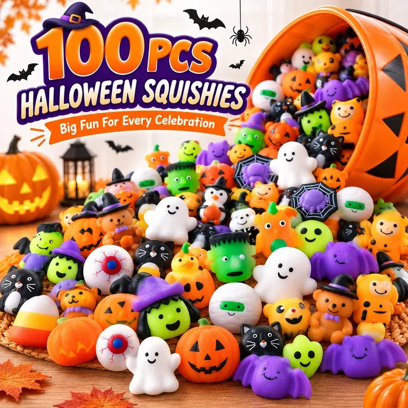 🎃Halloween Mochi Squishy Toys – Cute Sensory Party Favors & Goodie Bag Fillers✨