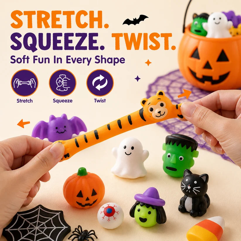 🎃Halloween Mochi Squishy Toys – Cute Sensory Party Favors & Goodie Bag Fillers✨