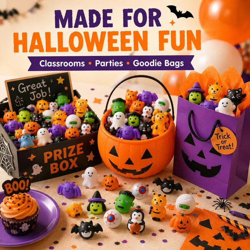 🎃Halloween Mochi Squishy Toys – Cute Sensory Party Favors & Goodie Bag Fillers✨