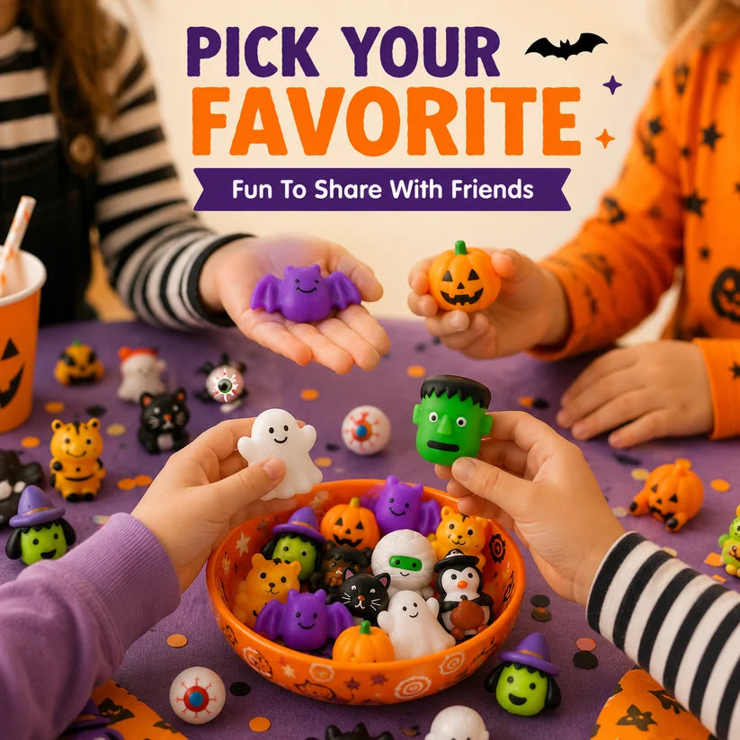 🎃Halloween Mochi Squishy Toys – Cute Sensory Party Favors & Goodie Bag Fillers✨
