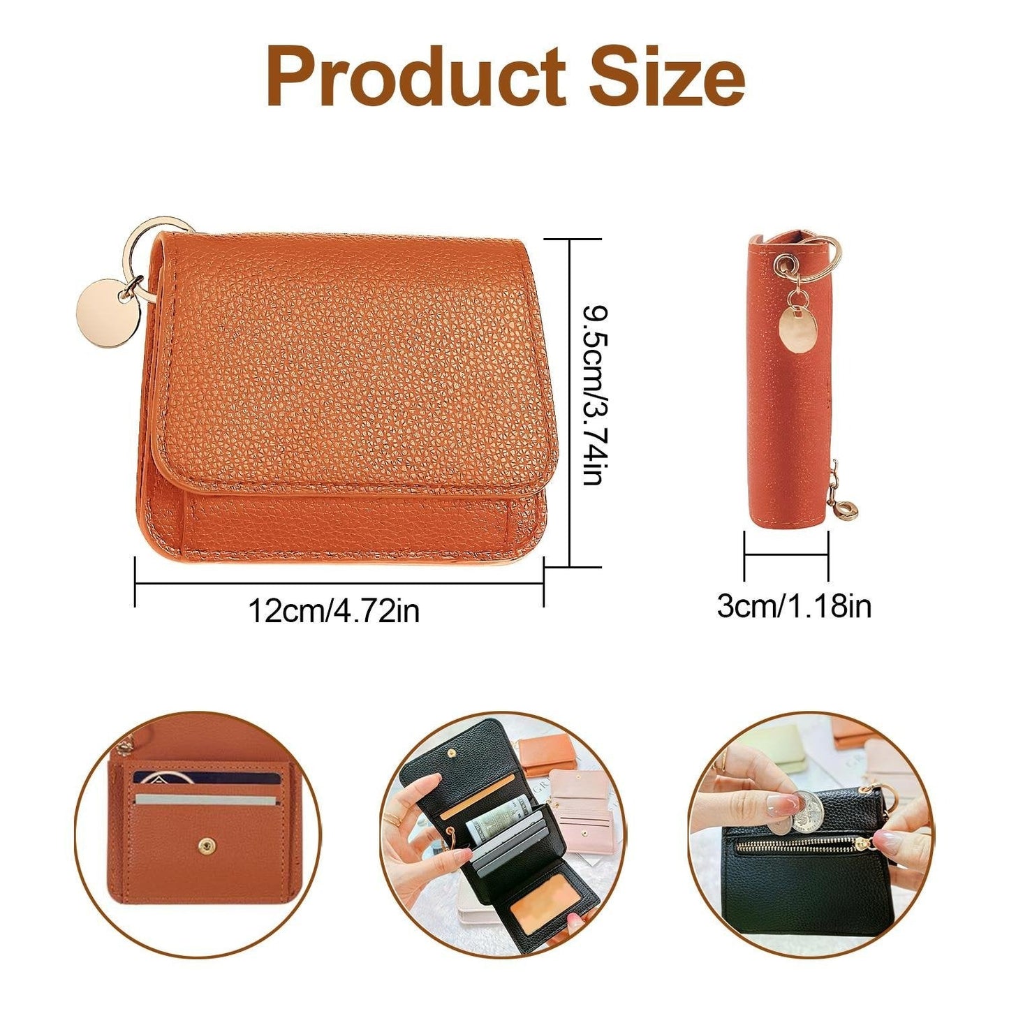 💖 Short Wallets for Women – Fashionable Card Holder with Key Ring & Coin Purse