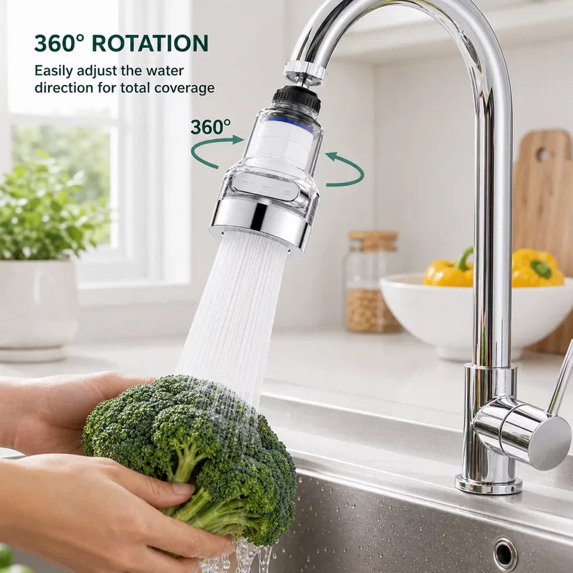 360° Rotating Faucet Filter Aerator – Splash-Free Water Saver with Multi-Layer Filtration & 6 Replacement Filters