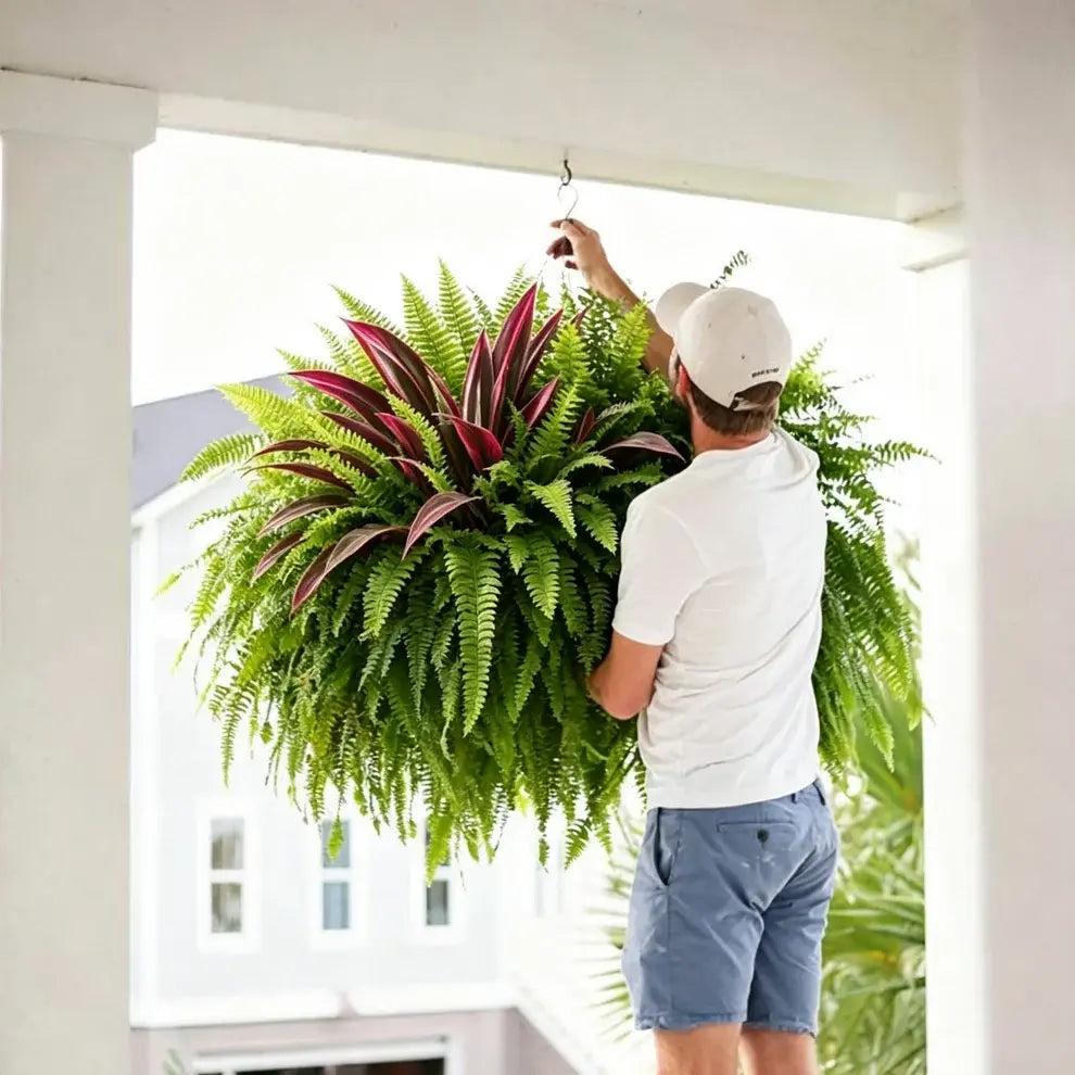 🔥 UV-Resistant Artificial Fern & Red Dracaena Decorative Plants – Full, Lush & Fade-Resistant!