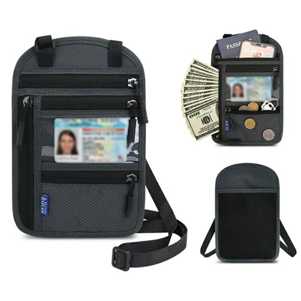 Keep Your Travel Essentials Close, Organized & Protected With This RFID Neck Wallet