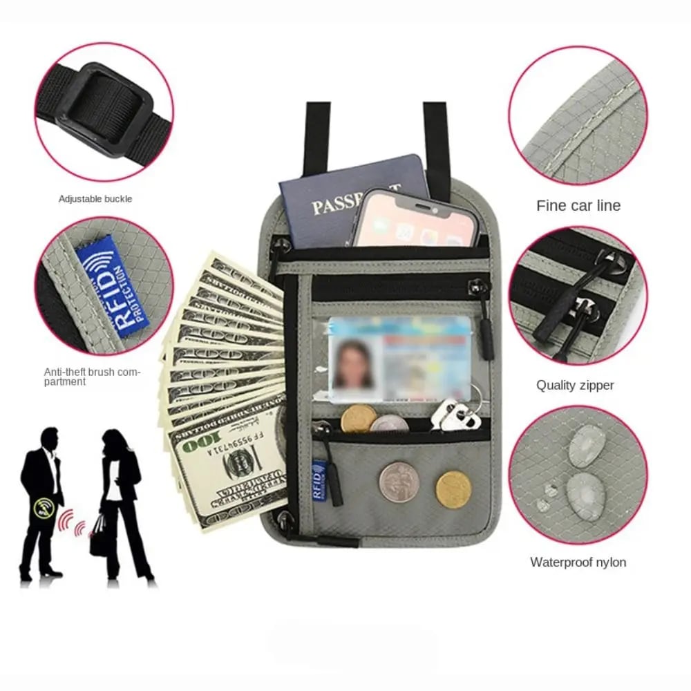 Keep Your Travel Essentials Close, Organized & Protected With This RFID Neck Wallet