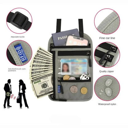 Keep Your Travel Essentials Close, Organized & Protected With This RFID Neck Wallet