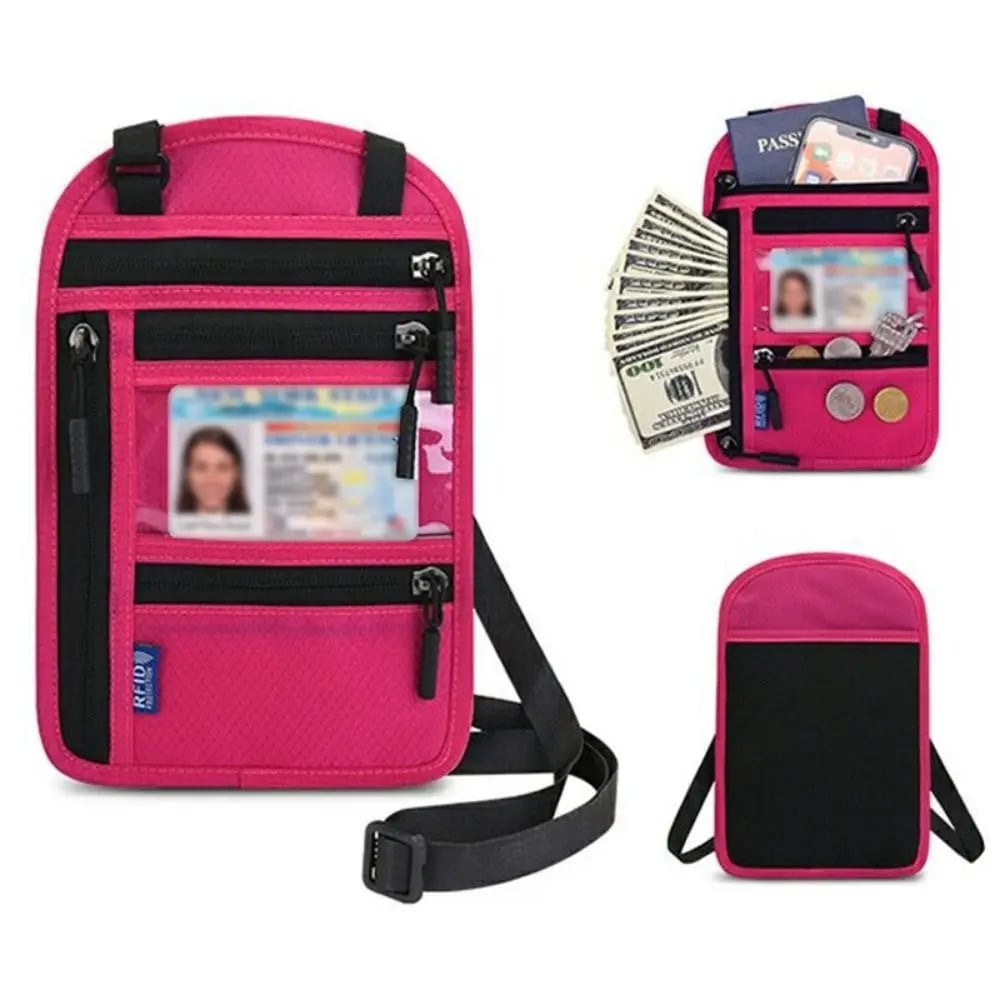 Keep Your Travel Essentials Close, Organized & Protected With This RFID Neck Wallet