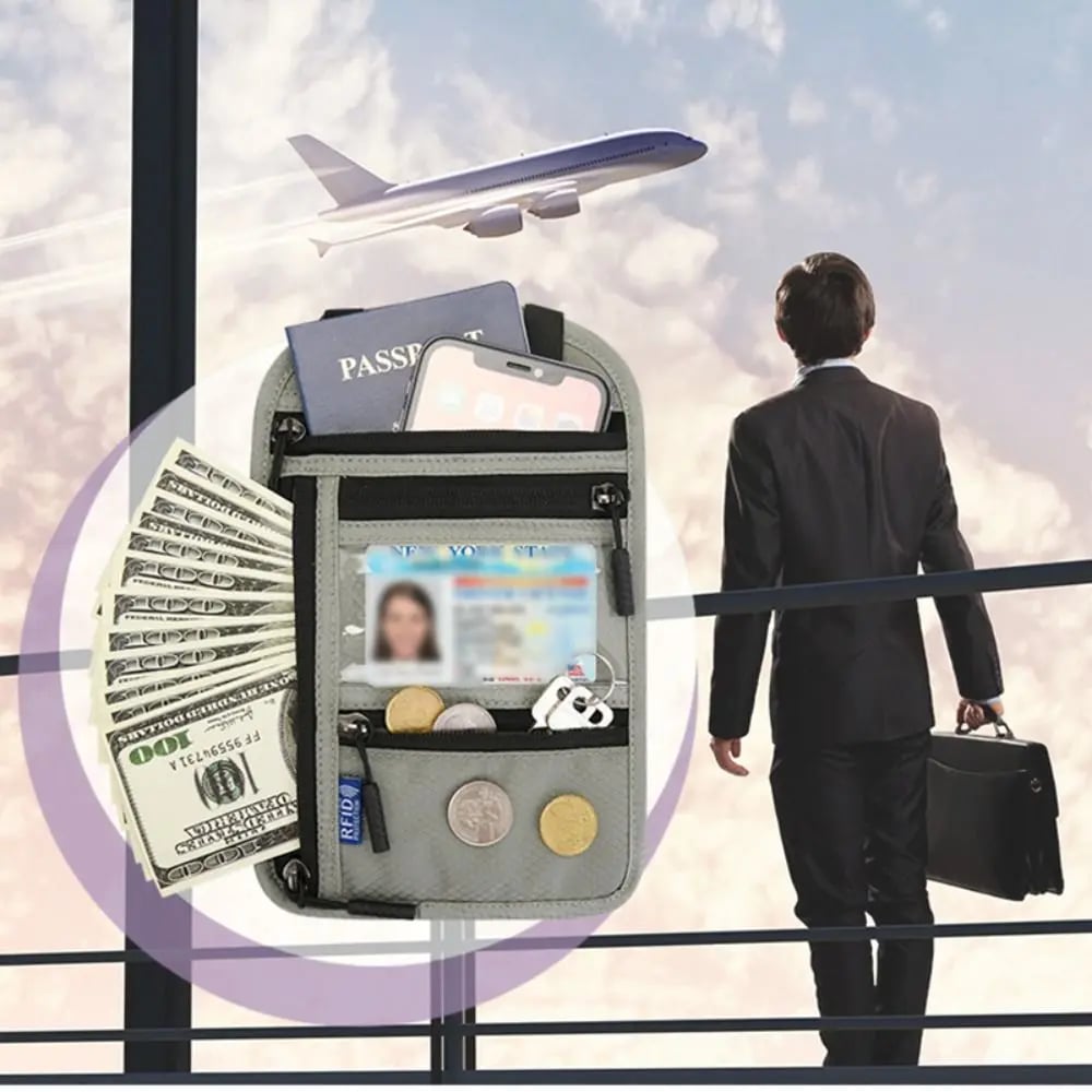 Keep Your Travel Essentials Close, Organized & Protected With This RFID Neck Wallet