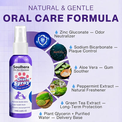 Soulhera™ Advanced Pet Oral Spray | Fresher Breath, Plaque Biofilm & Gum Care — No Brushing