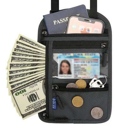 Keep Your Travel Essentials Close, Organized & Protected With This RFID Neck Wallet