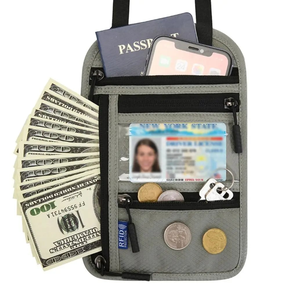Keep Your Travel Essentials Close, Organized & Protected With This RFID Neck Wallet