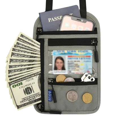 Keep Your Travel Essentials Close, Organized & Protected With This RFID Neck Wallet