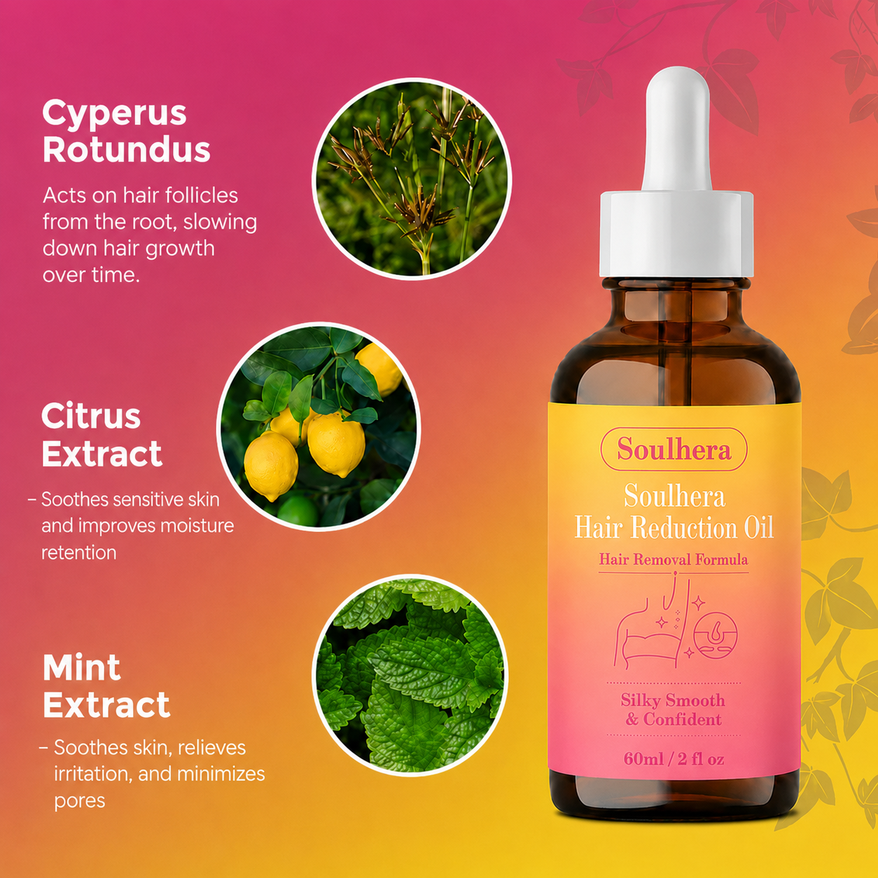 🔥LAST DAY 60% OFF  Soulhera Hair Reduction Oil 60 ml – Permanent Hair Removal Oil