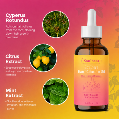🔥LAST DAY 60% OFF  Soulhera Hair Reduction Oil 60 ml – Permanent Hair Removal Oil