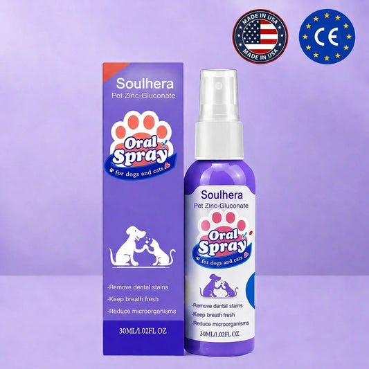 Soulhera™ Advanced Pet Oral Spray | Fresher Breath, Plaque Biofilm & Gum Care — No Brushing
