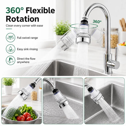 360° Rotating Faucet Filter Aerator – Splash-Free Water Saver with Multi-Layer Filtration & 6 Replacement Filters