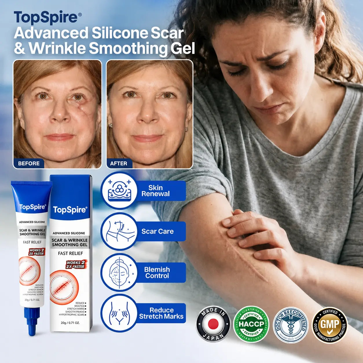TopSpire Advanced Silicone Scar & Wrinkle Smoothing Gel💖