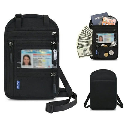 Keep Your Travel Essentials Close, Organized & Protected With This RFID Neck Wallet