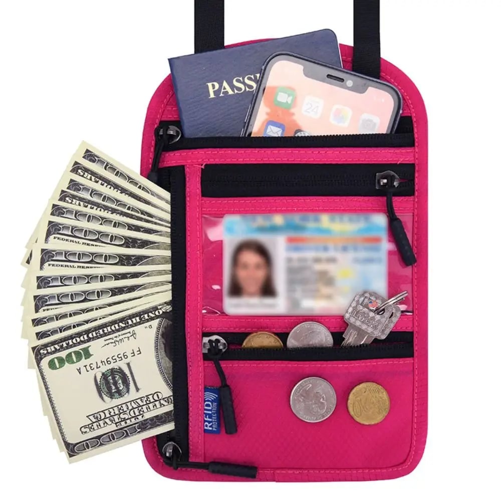 Keep Your Travel Essentials Close, Organized & Protected With This RFID Neck Wallet